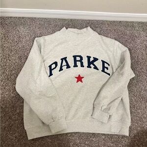 Parke Light Gray Sweatshirt with Navy and Red Accents